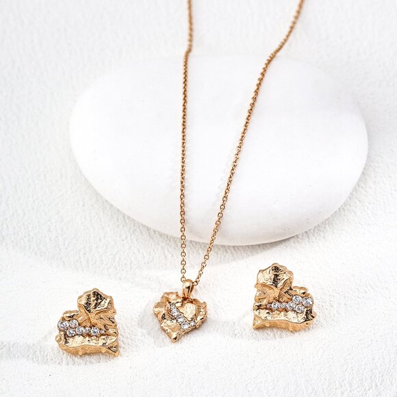 🌟 Vintage Gold S925  Abstract Heart Earrings - Picture 4 of 6